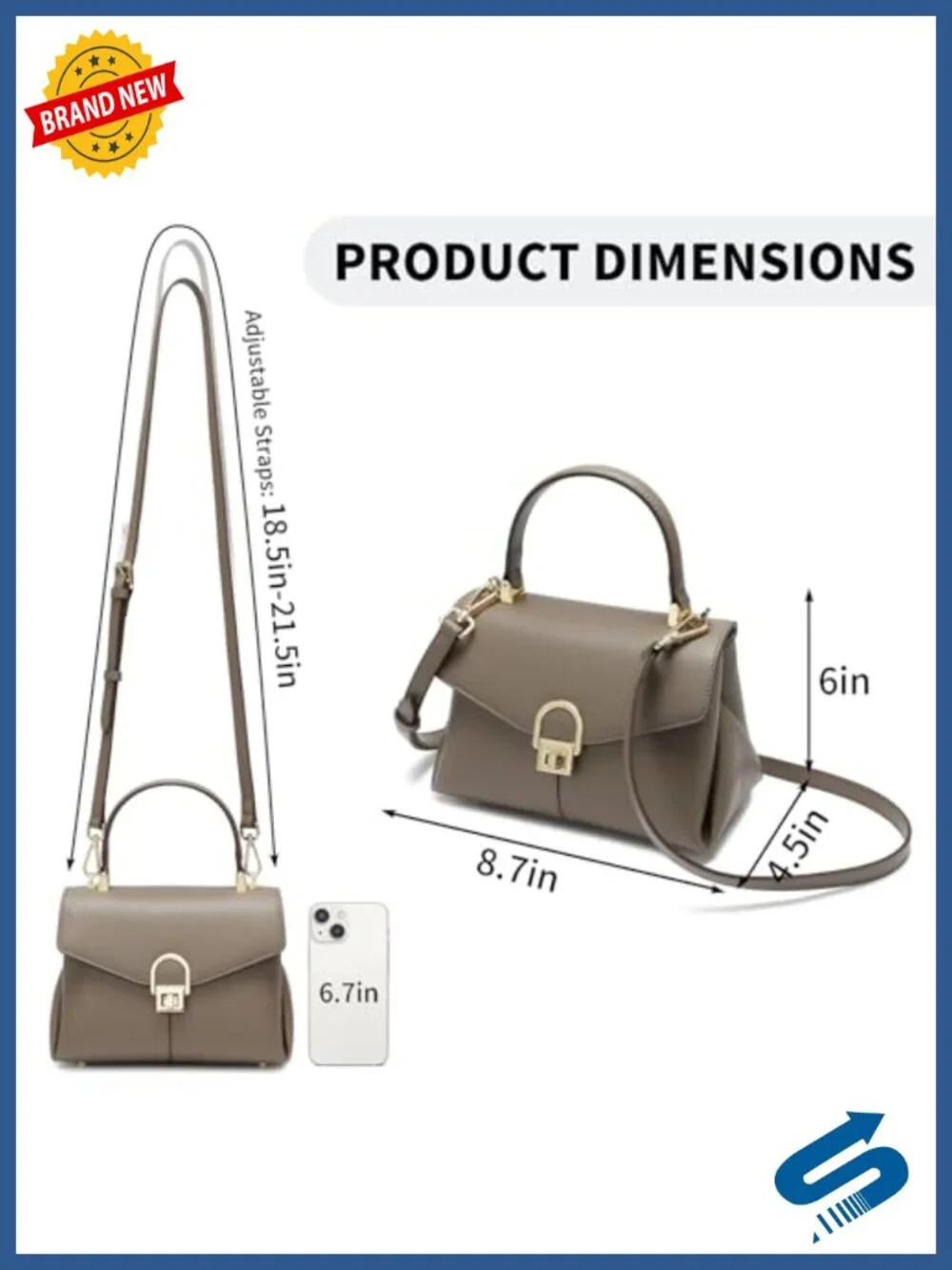 Top Handle Leather Tote Satchel Bag for Women Shoulder Purses with Button Lock
